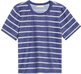 Marine Layer Stripe Beach Terry T-Shirt in Bay Blue And White Stripe at Nordstrom, Size X-Large