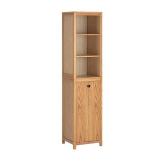 SoBuy Mueble columna de ba&ntilde;o con 1 cesto y 3 estantes madera beige