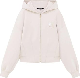 A|X Armani Exchange Zip-through Hoodie - Dames - Vesten met rits - Beige - S - Polyester - Hoodies & sweatvesten