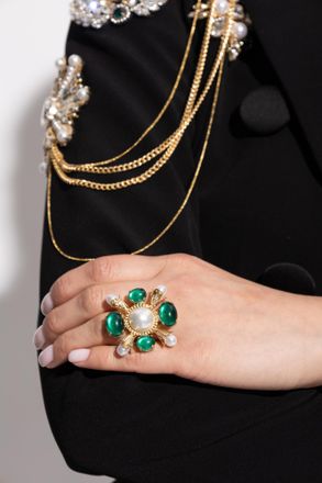 Balmain Ring With Shimmering Crystals, Womens, Gold