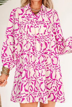 Azura Exchange Roze Luipaardprint Losvallende Babydoll Mini Jurk