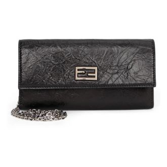 Fendi Tube Continental Wallet met ketting - Dames - Tassen - Zwart - Maat: ONE Size Zijde