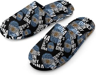 Generic Its In My DNA Argentina Flag Mens Cozy Memory Foam Slippers Warm Cotton House Shoes Comfy Slipper for Indoor Outdoor