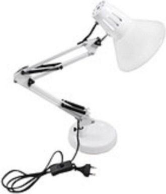 Trade Shop Trade Shop Traesio - Trade Shop - Lampada Da Scrivania Con Braccio Snodabile Attacco E27 Luce Tavolo Per Ufficio - Blanco