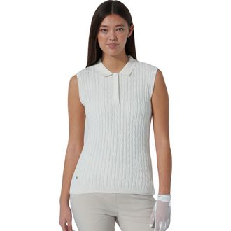Daily Sports Madelene Cable Knit Womens Sleeveless Golf Polo in White at Nordstrom, Size Small