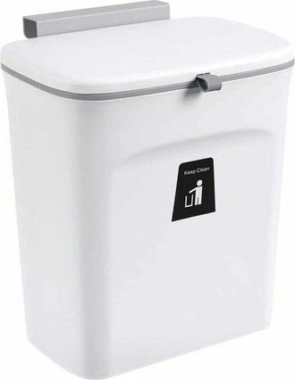 OEM Cubo De Basura Colgante De Cocina De 9 Litros Con Tapa - Blanco