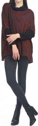 Papillon Asymmetrical Stripe Poncho In Rust