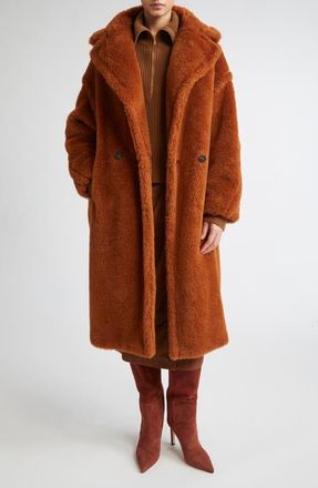 Max Mara Tedgirl Oversize Double Breasted Alpaca Blend Coat in Brown Bronze at Nordstrom, Size X-Small