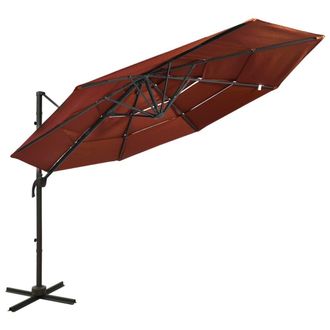 Berkfield Home 4-Tier Parasol with Aluminium Pole Terracotta 3x3 m in Brown