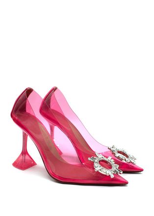 Amina Muaddi Begum Emellished Pink PVC Pump Size 37