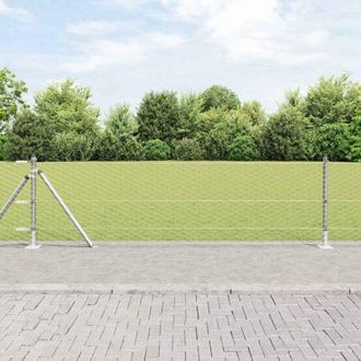 vidaXL Vidaxl - Reja Con Postes Plateado 0.6 X 50 M Acero Recubierto De Pvc