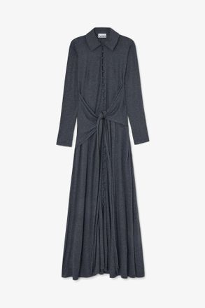 Ganni Mixed Long Dress in Grey Jersey - Size 10/12 Modal