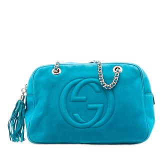 Gucci Pre-owned Womens Nubuck Soho Chain Shoulder Bag - Blue Leather - One Size