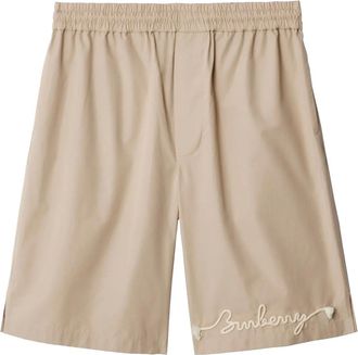 Burberry Shorts in cotone con logo - Toni neutri