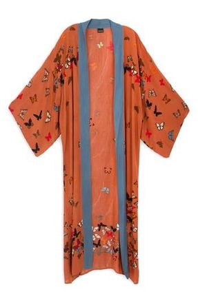 Saachi Butterfly Longline Duster in Rust Brown at Nordstrom Rack
