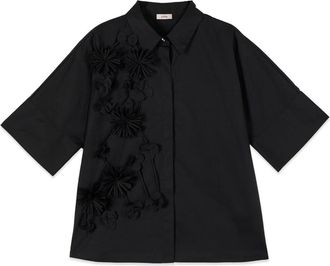 Oltre Dames, Blouses & Shirts, Zwart, Maat: S Katoen
