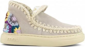 Mou Womens Bold Eskimo Sneaker With Crochet Heel In Chalk