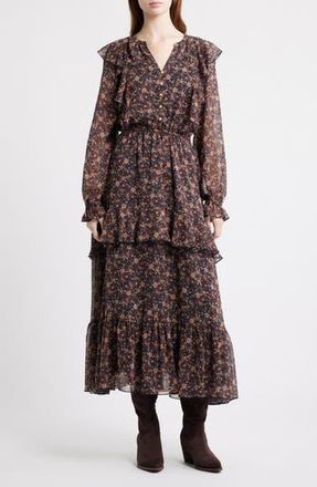 Treasure & Bond Paisley Tiered Ruffle Maxi Dress in Navy Mallory Paisley at Nordstrom Rack, Size Xx-Small