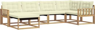 vidaXL Conjunto De Sof&aacute;s De Exterior 6 Uds. Blanco Y Crema Vidaxl