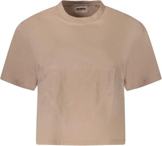 Guess Crop T-shirt - Dames - T-shirts - Beige - S - Katoen - Tops