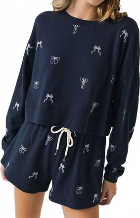 Chaser Tossed Bows Sweatshirt In Navy
