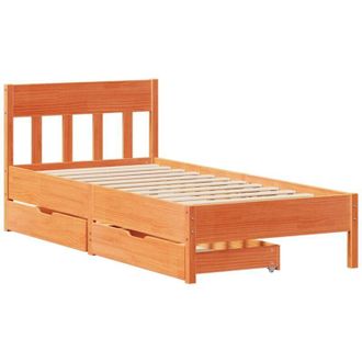 vidaXL Cama Sin Colch&oacute;n Madera Maciza De Pino Marr&oacute;n Cera 100x200 Cm Vidaxl