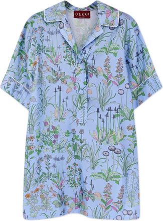 Gucci Blouses, female, Multicolor, Size: 2XS Printed Silk Twill Shirt