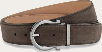 Ferragamo Men Adjustable Gancini belt Grey