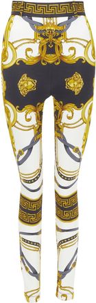 Versace Rodeo Barocco black gold baroque harness legging pants IT40 S