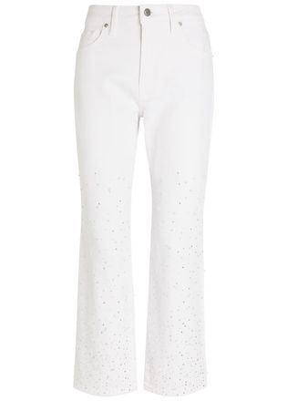 Good American Good Icon Pearl-embellished Straight-leg Jeans - White - 27 (W27 / UK8-10 / S)