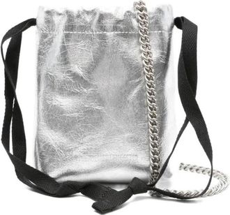 Ann Demeulemeester Gael Drawstring Chain Mini Bag - Dames - Schoudertassen - Grijs - ONE Size - Leer - Tassen
