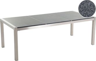 Beliani Beliani - Tavolo Da Giardino Granito Grigio Gambe Acciaio Argento 220 X 100 Cm Grosseto