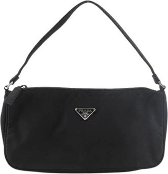 Prada Pre-owned Mini Bags, female, Black, Size: ONE SIZE Pre-owned Nylon Pouch