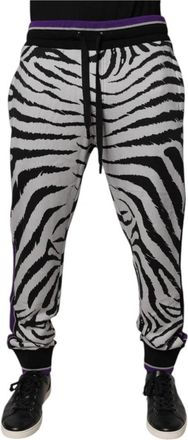 Dolce & Gabbana Zebraprint katoenen joggingbroek - Heren - Sweatpants - Veelkleurig - 3XL - Katoen - Broeken