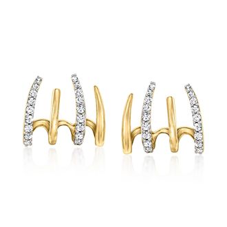 Ross-Simons Diamond Multi-Hoop Earrings in 14kt Yellow Gold