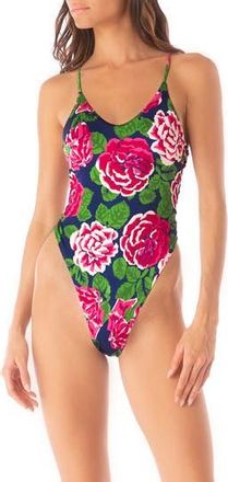 Maaji Meadow Roses Olenna Reversible One-Piece Swimsuit in Dark Blue at Nordstrom Rack, Size Medium