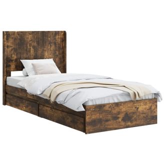 vidaXL Estructura De Cama Con Almacenamiento Y Cabecero Roble Ahumado Vidaxl