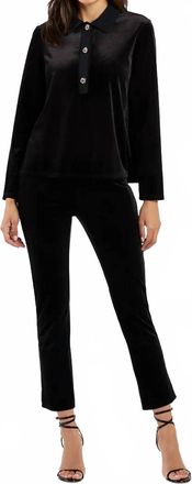 Jude Connally Lucia Straight Velvet Pants In Black