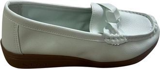 Generic Loafers for Women Casual Comfortable Walking Shoes Stylish Low Wedge Heel Breathable Lightweigh Wide Width Slip On Pumps Shoes Work Holiday White