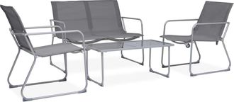 vidaXL Juego De Muebles De Jard&iacute;n 4 Piezas Tela Y Acero Gris Vidaxl