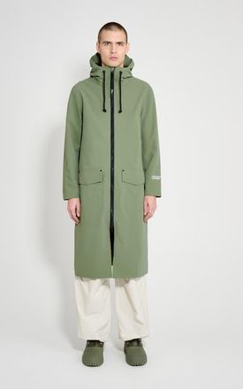 Stutterheim Stockholm Long Patch Matte Raincoat in Dry Green at Nordstrom, Size X-Large