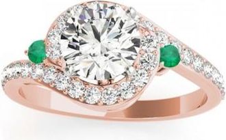 Allurez Halo Swirl Emerald & Diamond Engagement Ring 18K Rose Gold (0.48ct)