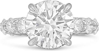 Diana M. Jewels Platinum lab grown 6ct Lab Grown Round Diamond Halo Ring with Diamond Accents