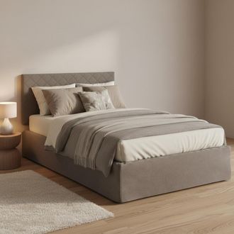 Dmora Dmora - Cama De Plaza Y Media Dbellom, Juego De Cabecero En Ecopiel Con Base Ortop&eacute;dica Y Cenefa, 100% Made In Italy, Con Colch&oacute;n Incluido, 120x190cm,