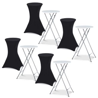 IDMarket Set Di 4 Tavoli Alti Pieghevoli 105 Cm E 4 Coperture Nere
