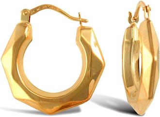 Jewelco London 9ct Gold Faceted Donut Creole Earrings - JER759B