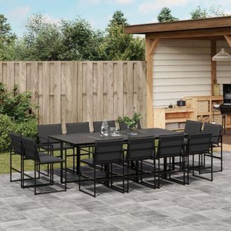 vidaXL Juego De Comedor De Jard&iacute;n 13 Pzas Con Cojines Textileno Negro Vidaxl