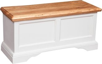 Biscottini International Biscottini - Cassapanca Legno Vintage Bianca 100x38x48 Cm Panca Legno Di Tiglio Panca Contenitore Cassa Panca Da Interno Con Contenitore
