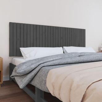 vidaXL Cabecero De Cama De Pared Madera Maciza Pino Gris 185x3x60 Cm Vidaxl