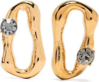 Forte_Forte Accessoires, Dames, Geel, ONE Size, Kristalversierde Goudkleurige Enkele Oorbel